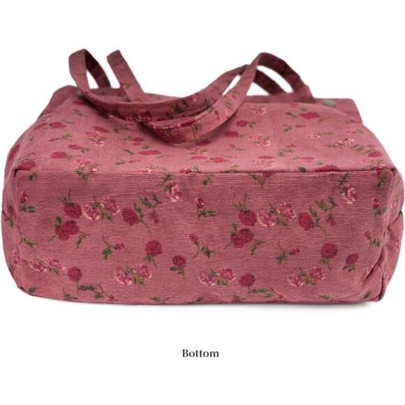 Cute Corduroy Tote Bag Canvas Shoulder Handbag for Women Travel Shopping Work - Picture 4 of 7